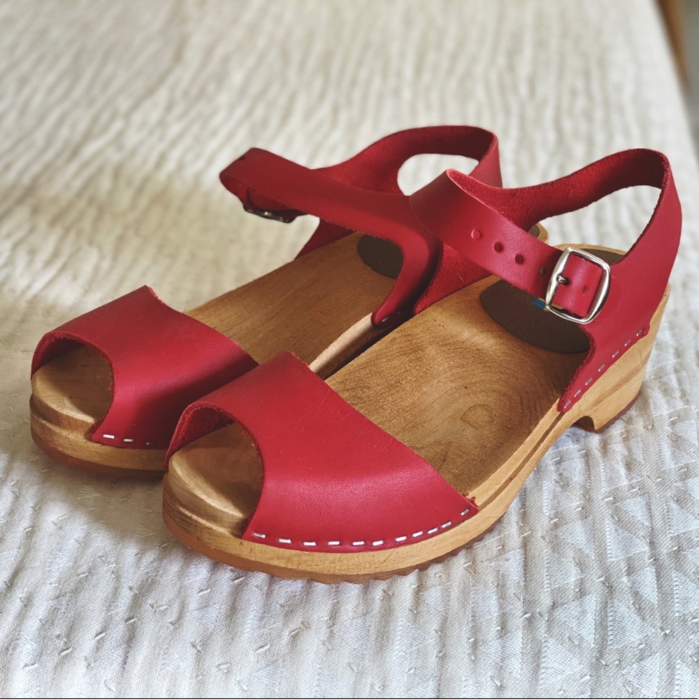 MIA 39 Red Sandal Mary Jane Clog Peep Toe